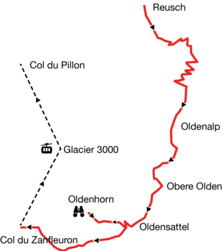 Karte der Wanderroute